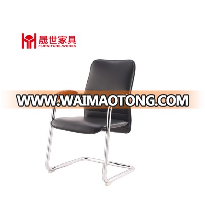 modern low back PU office chair with wooden handle